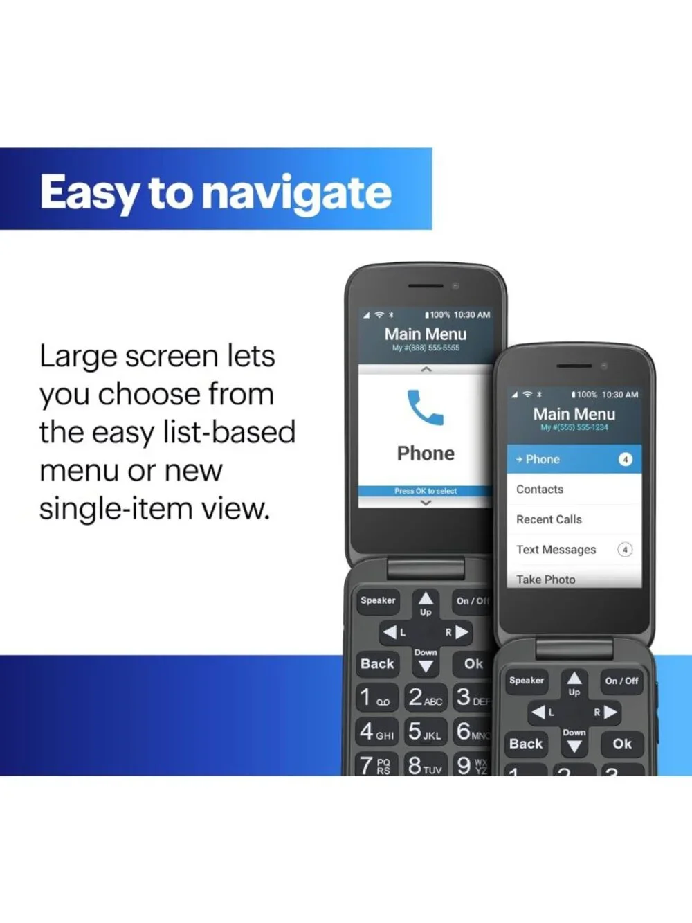 Simple Red Flip Phone for Seniors | Easy-to-Use, No SIM Needed, Activated Plan